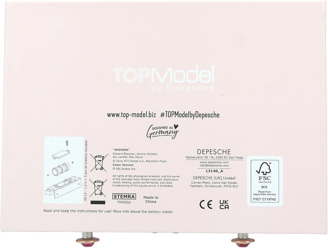 Depesche 13140 TOPModel - Grosses Schmuckkästchen in Rosa, mit Model Motiv und Tieren, Schmuckbox mi