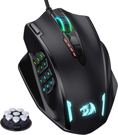 Redragon M908 Impact RGB LED MMO Maus USB Laser Gaming Maus mit 12400dpi, Hohe Präzision, 20 program