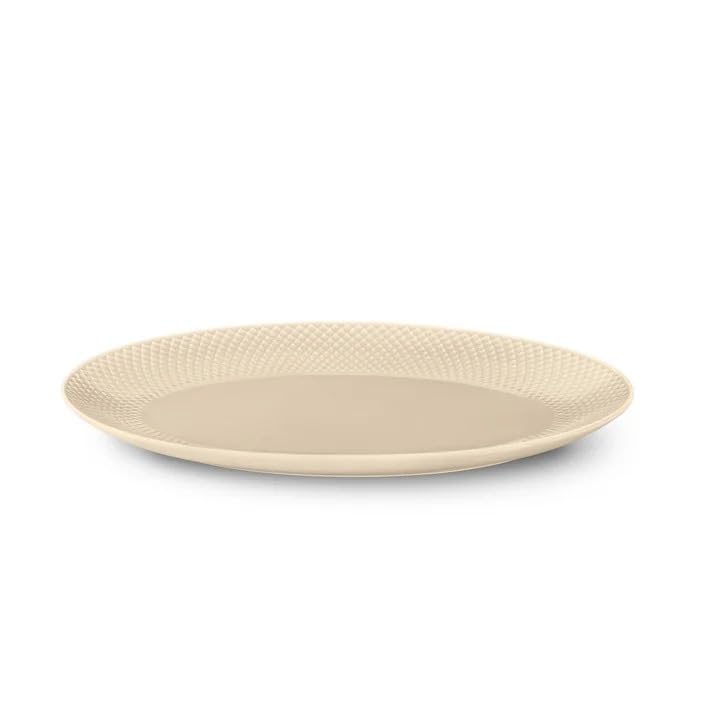 Lyngby Porcelæn - Rhombe Earth Servierplatte oval 26,5 x 35 cm, Marble Beige, Beige