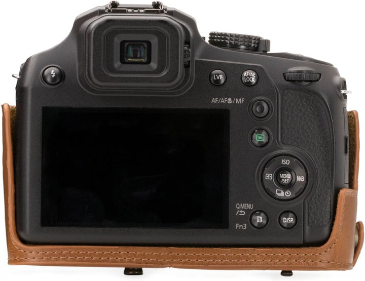 MegaGear Panasonic Lumix DC-FZ80, FZ82 Ever Ready Leder Kamera-Case mit Trageriemen und Batteriezuga