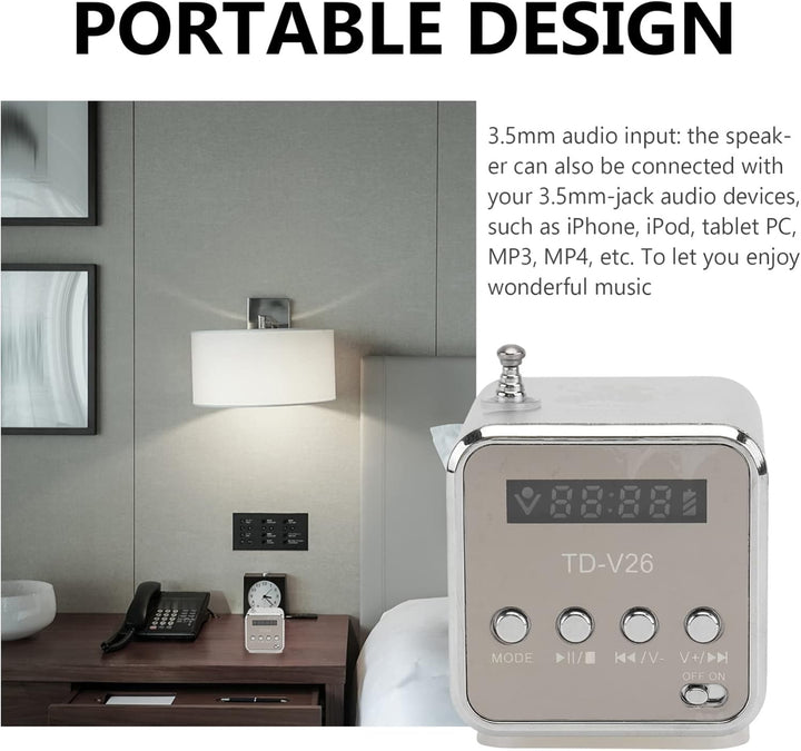 Td-V26 Mini Lautsprecher, Digital Lautsprecher , Fm Radio Stereo Tragbarer kabelloser Outdoor Mini L