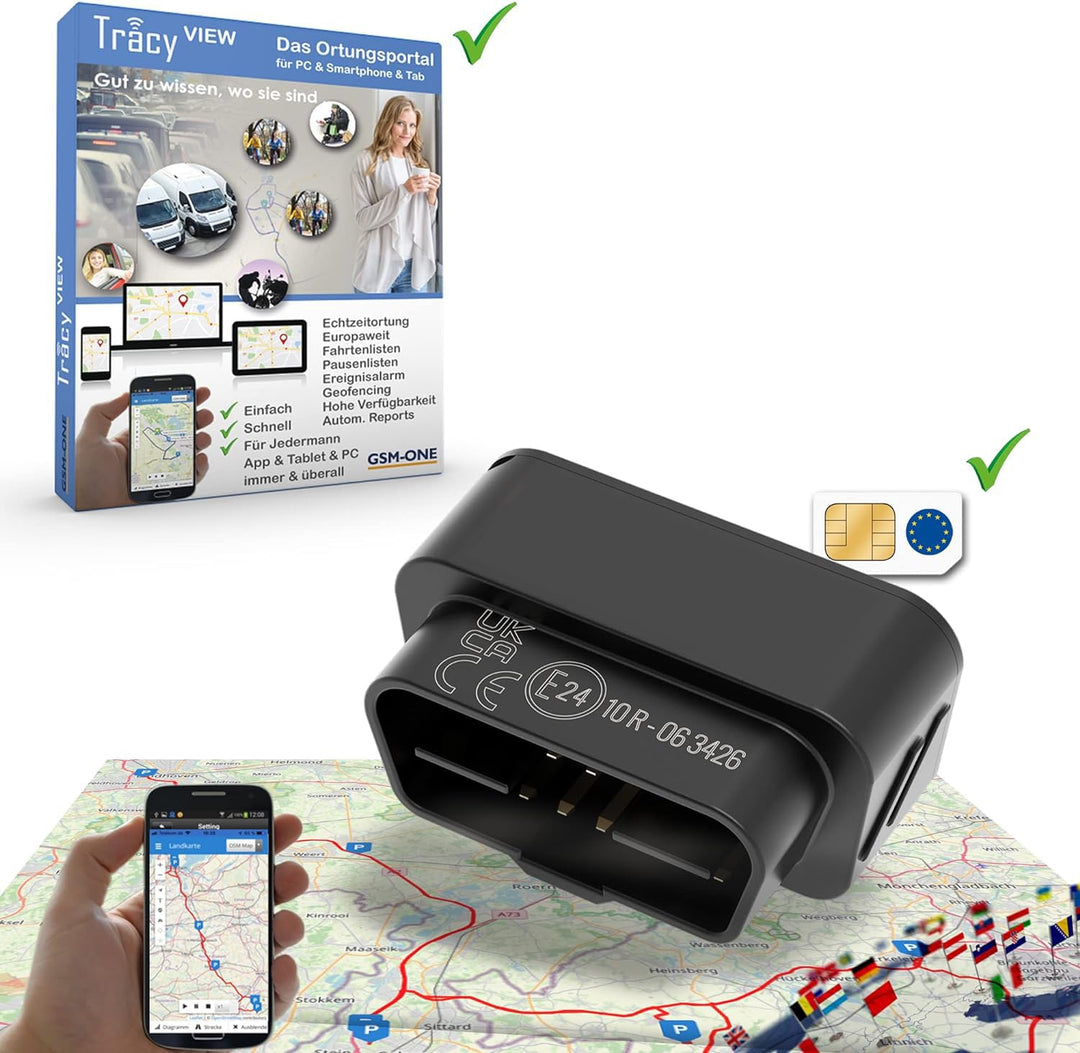 Tracy-OB2X GPS-ORTUNG SOFORTSTARTPAKET für Ihr KFZ/LKW OBD2 GPS Tracker inkl. App, Portal, SIM, 2 Mo