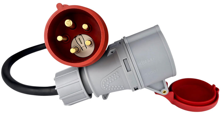 RoadEu - CEE Adapter 32A auf 32A mit Phasenwender - Starkstrom Adapter 32A Stecker auf 32A Kupplung