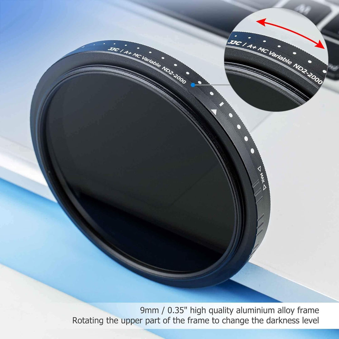 JJC 55 mm Variabler ND-Filter (ND2 - ND2000), Verstellbarer Graufilter, 18-lagige Beschichtung, HD-o