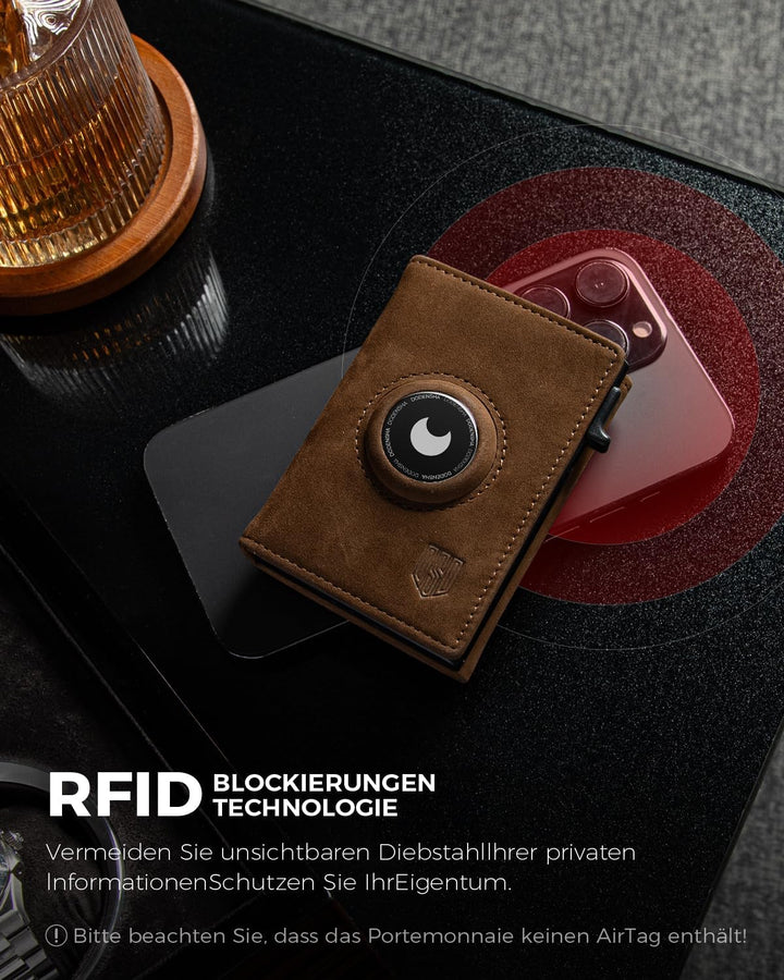 DODENSHA® MagSnap Airtag Wallet Herren mit RFID Schut I Kartenetui Herren Braun, Braun