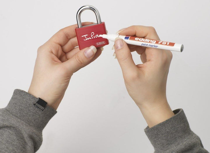 ABUS Vorhängeschloss T65AL/40 myLOCK - individuell beschreibbar - Spindschloss - massiver Aluminium-