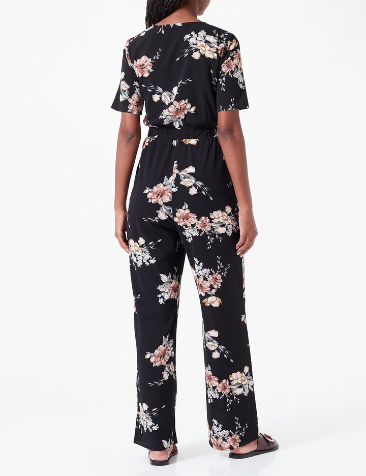 ONLY Damen Onlnova Lux S/S Alicia Jumpsuit Aop L Black/AOP:Romantic flower, L Black/AOP:Romantic flo