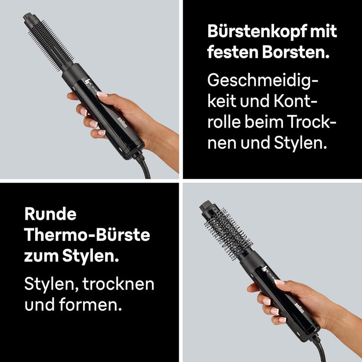 Braun Warmluftbürste AS1.5 – Kompakte Föhnbürste mit runder Thermobürste und Bürste mit festen Borst
