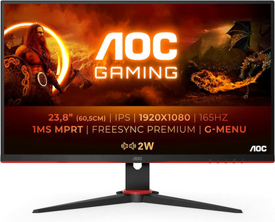AOC Gaming 24G2SPAE - 24 Zoll FHD Monitor, 165 Hz, 1 ms MPRT, FreeSync, G-Sync Compatible, Lautsprec