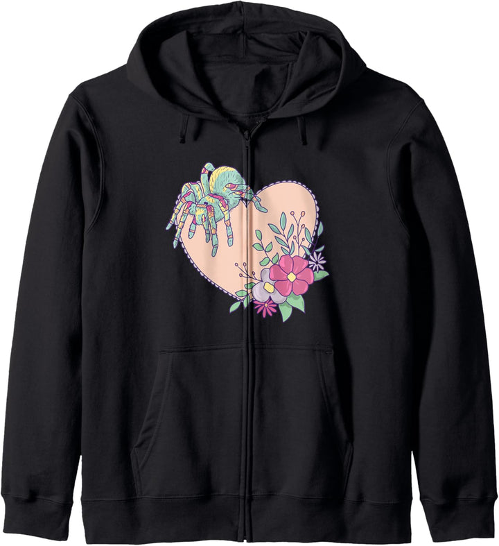 Niedliche Tarantelspinne mit Herz und Blumen Kapuzenjacke