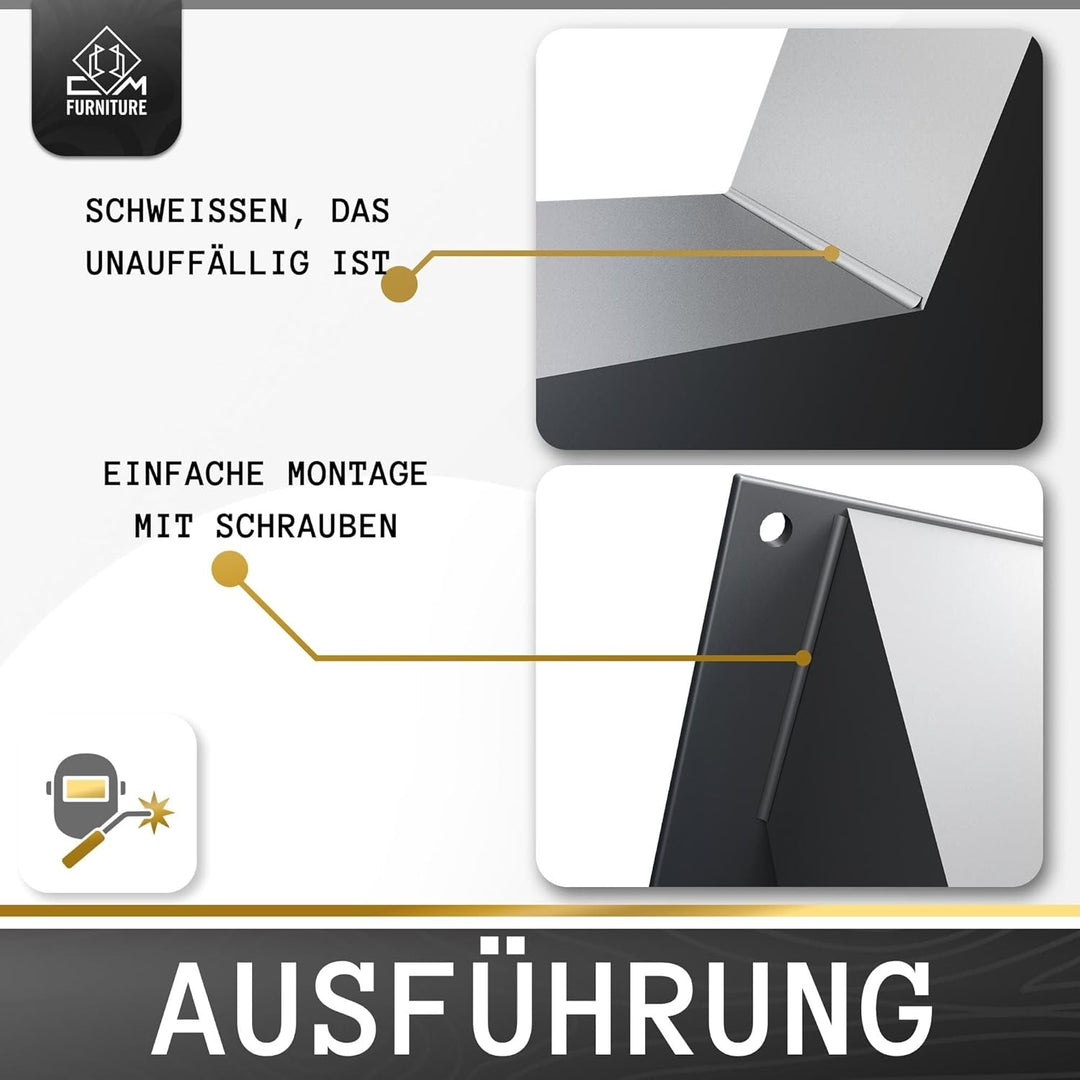 CM Furniture - Tischbeine Metall anthrazit - 2 Stück X Form, rostfrei & modern - Tischgestell Masse