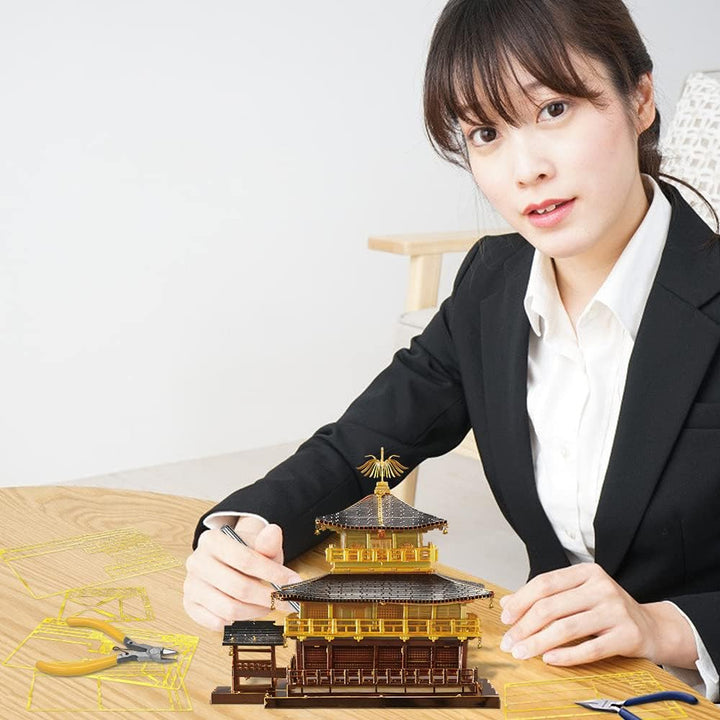 Piececool 3D Puzzle Metall, Kinkakuji Gebäudemodell für Erwachsene, 3D-Puzzles zu Bauen, BAU, Bastel