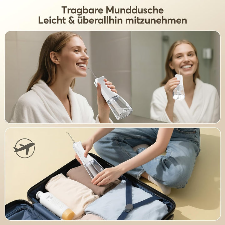 Glracd Munddusche Testsieger Elektrischer,Water Flosser Kabellos Weiss | 350ml Wassertank ,4 Modi Mi