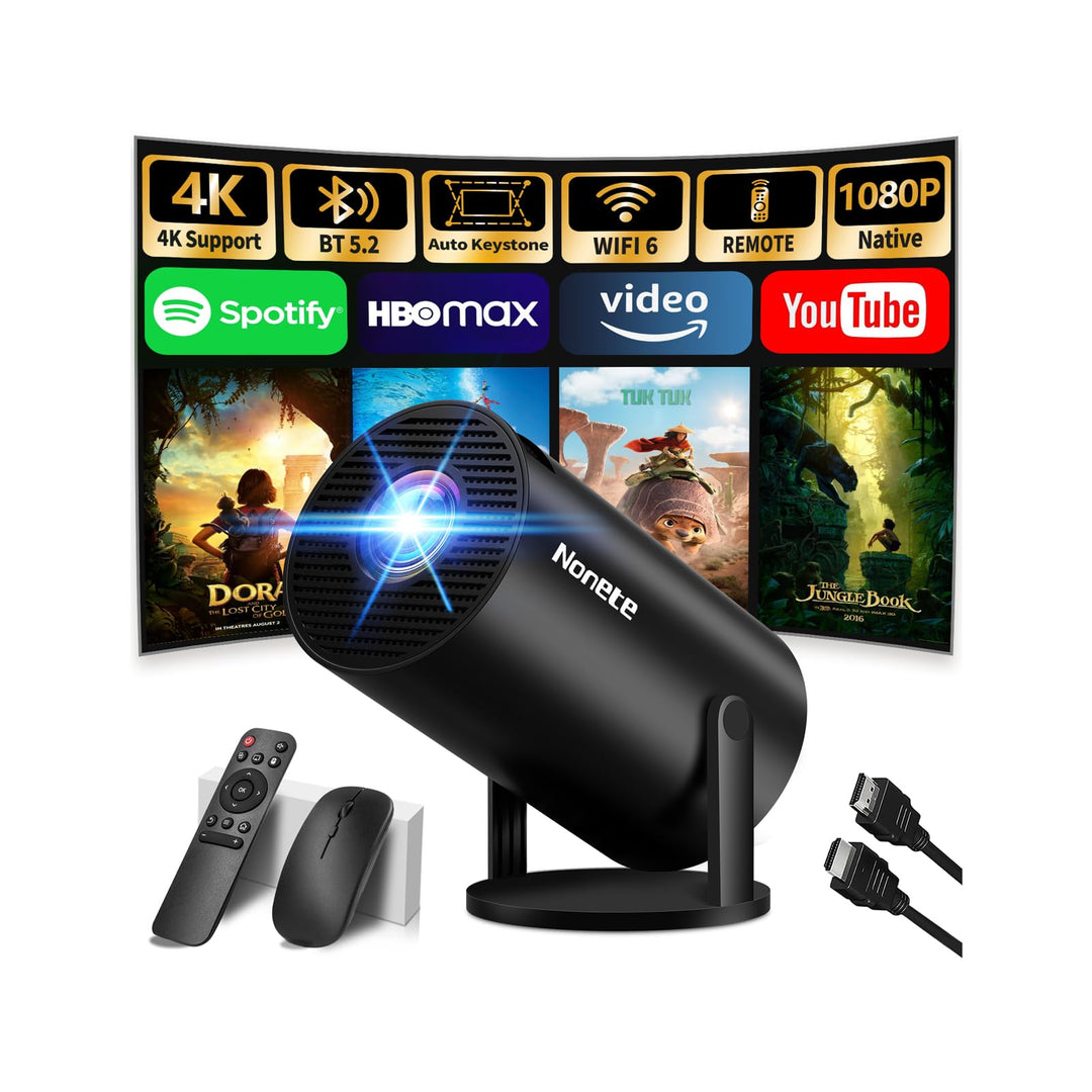 Vidéoprojecteur 1080P FHD Mini Projecteur Video 4K avec WiFi 6 BT5.2 Android TV, Portable Projecteur