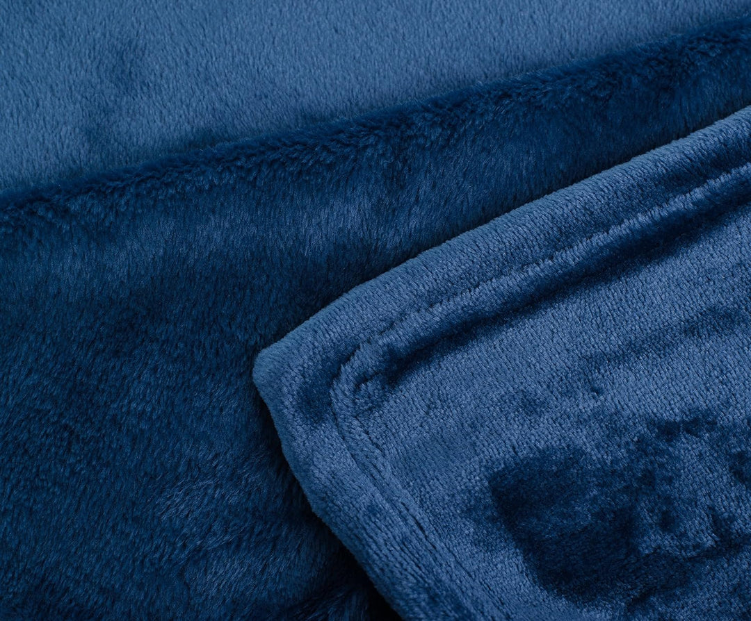 Gözze - Wohn- und Kuscheldecke, Memphis, Hohes Stoffgewicht 300 g/m², 220 x 240 cm - Marineblau 220