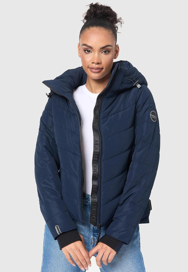 MARIKOO Damen Winterjacke warme Steppjacke mit Abnehmbarer Kapuze Samuiaa XVI XS-3XL XS Navy, XS Nav