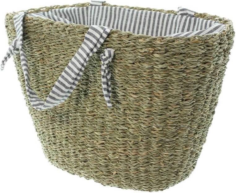 FRANK FLECHTWAREN Tasche Stripes, Seegras, Baumwolle Masse: ca. 44 x 18 x 27 cm, GH 40 cm