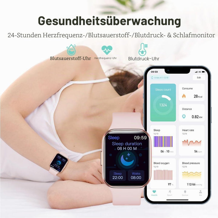WalkerFit A1 Smart Watch for Woman Man, Fitness Tracker with Heart Rate/Sleep Monitor,Pedometer, IP6