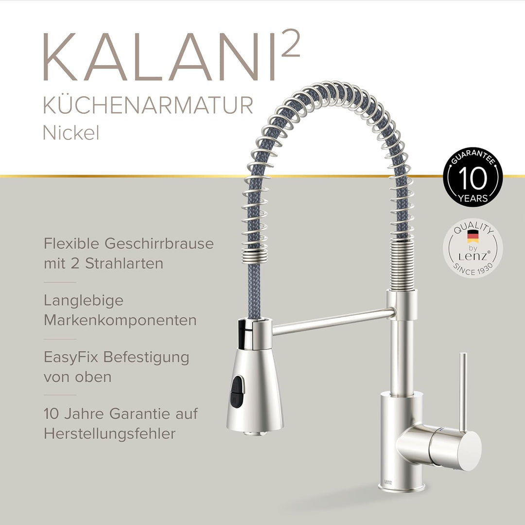 Lenz KALANI² Küchenarmatur mit Pendelbrause nickel-matt 46070322, Nickel-matt