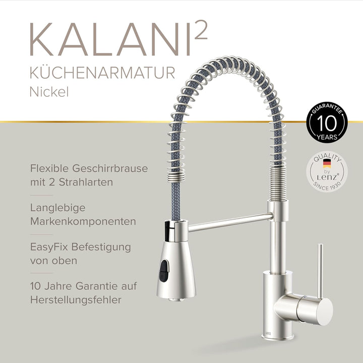 Lenz KALANI² Küchenarmatur mit Pendelbrause nickel-matt 46070322, Nickel-matt