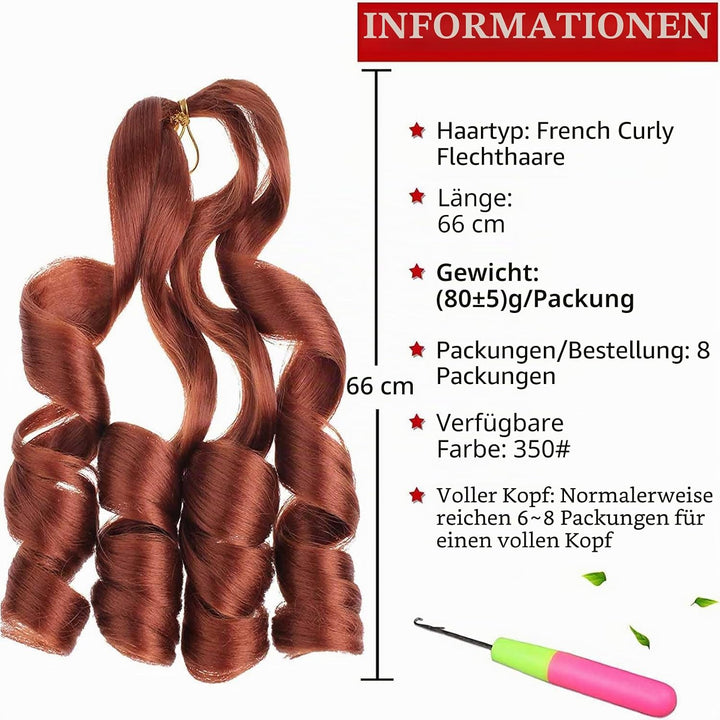 Xtrend 8 Packs French Curly Braiding 26 Inch Pre Stretched Bouncy Loose Wavy Braiding Hair Crochet B