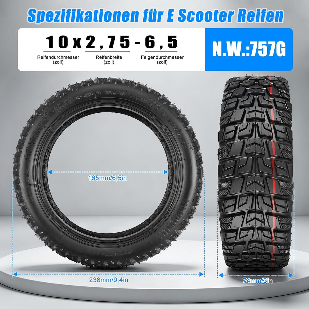 SYACHI 10 x 2,75-6,5 E Scooter Reifen für für Speedway 5 Dualtron 3,10 Zoll Ersatzreifen Schlauchlos