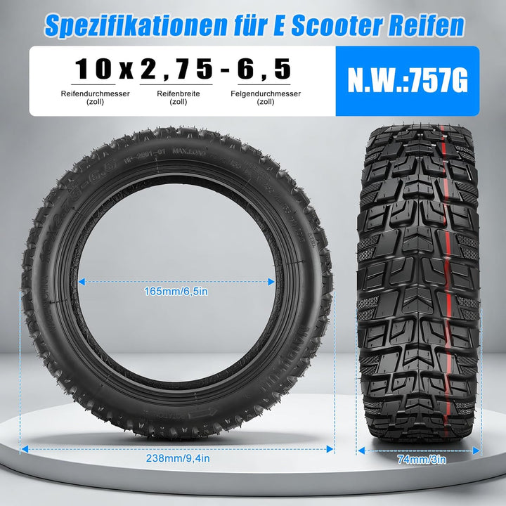 SYACHI 10 x 2,75-6,5 E Scooter Reifen für für Speedway 5 Dualtron 3,10 Zoll Ersatzreifen Schlauchlos