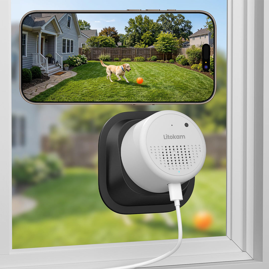 litokam Fensterkamera 2,4 GHz & 5 GHz Dual-Band mit Halterung, 3MP 2K Innenkameras mit KI-Farbnachts