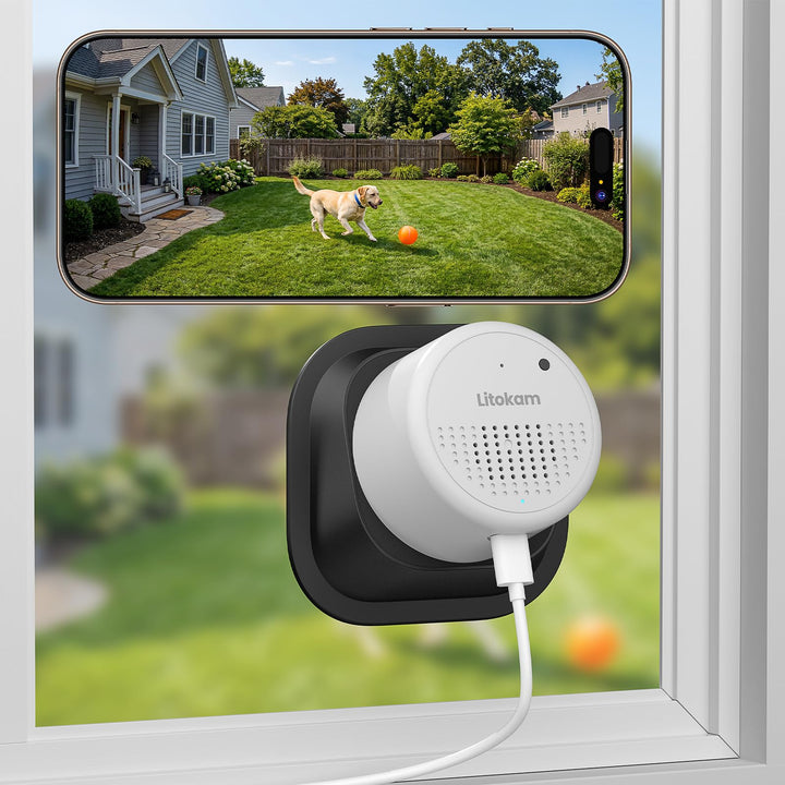 litokam Fensterkamera 2,4 GHz & 5 GHz Dual-Band mit Halterung, 3MP 2K Innenkameras mit KI-Farbnachts