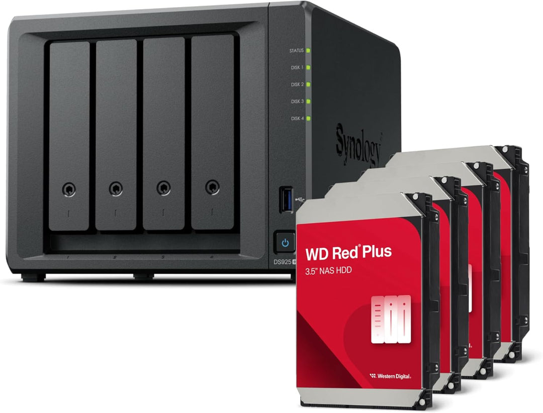 Synology DS925+ Bundle 16TB Western Digital (WD Red Plus 4X 4TB) 4Bay Desktop NAS, 2.5GbE-Ports, 4GB
