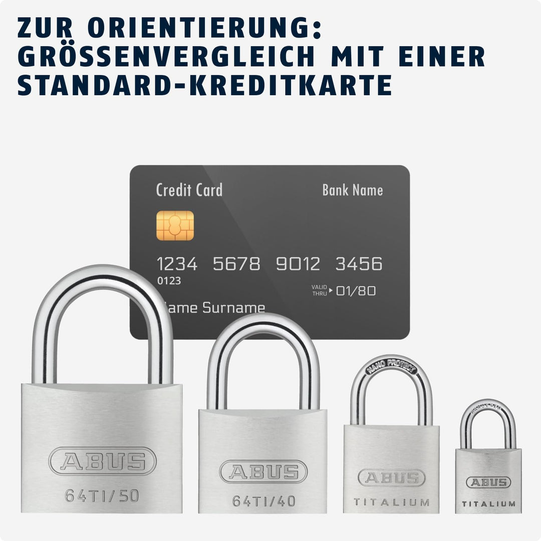 ABUS Vorhängeschloss Titalium 64TI/60 - Kellerschloss mit Schlosskörper aus Spezial-Aluminium - gehä