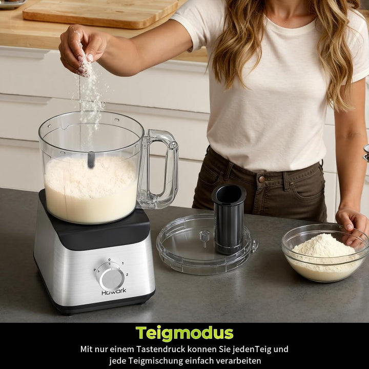 Howork Food Processor 1500W, Grosses Fassungsvermögen Multifunktion, Zum Zerkleinern, Schneiden, Hac