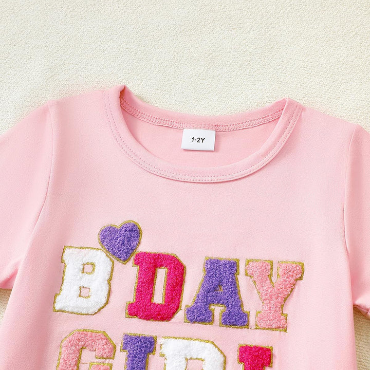 Kleinkind Baby Mädchen Geburtstag Outfit Birthday Girl Buchstabenstickerei T-Shirt Tutu Tüllrock Set