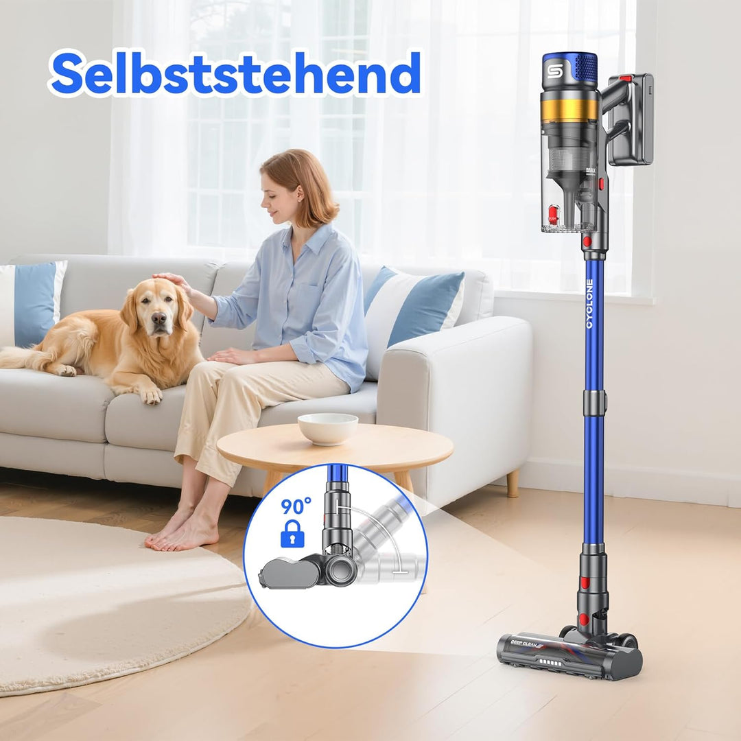 Akku Staubsauger 580W 70Min 48000Pa, Staubsauger Kabellos & Freistehend mit Smart Display 1.6L Staub