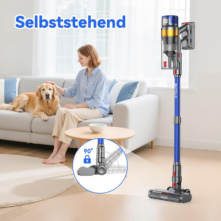 Akku Staubsauger 580W 70Min 48000Pa, Staubsauger Kabellos & Freistehend mit Smart Display 1.6L Staub