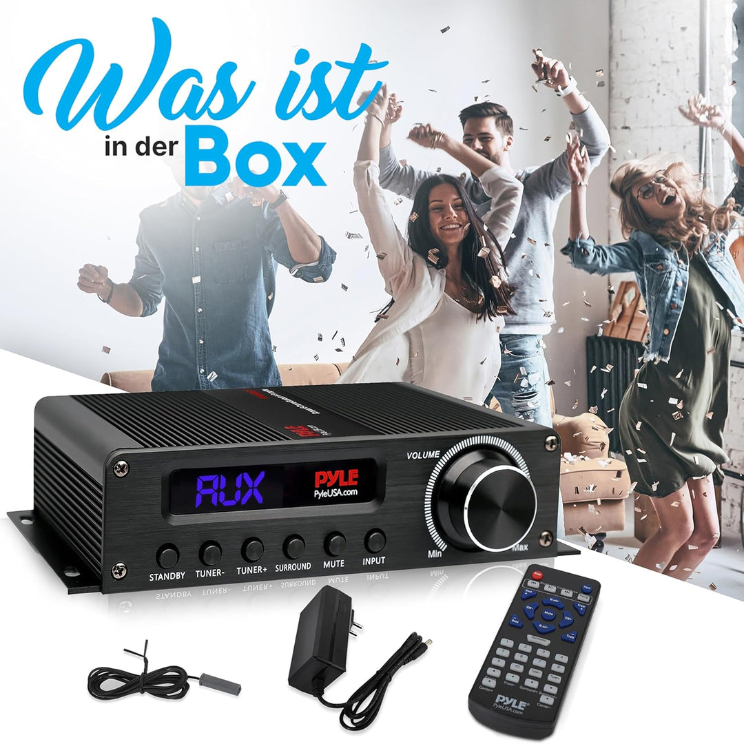 Pyle HiFi Verstärker 100W – Bluetooth Verstärker, Amplifier 5.1 Kanal Receiver mit HDMI, AUX, FM-Ant