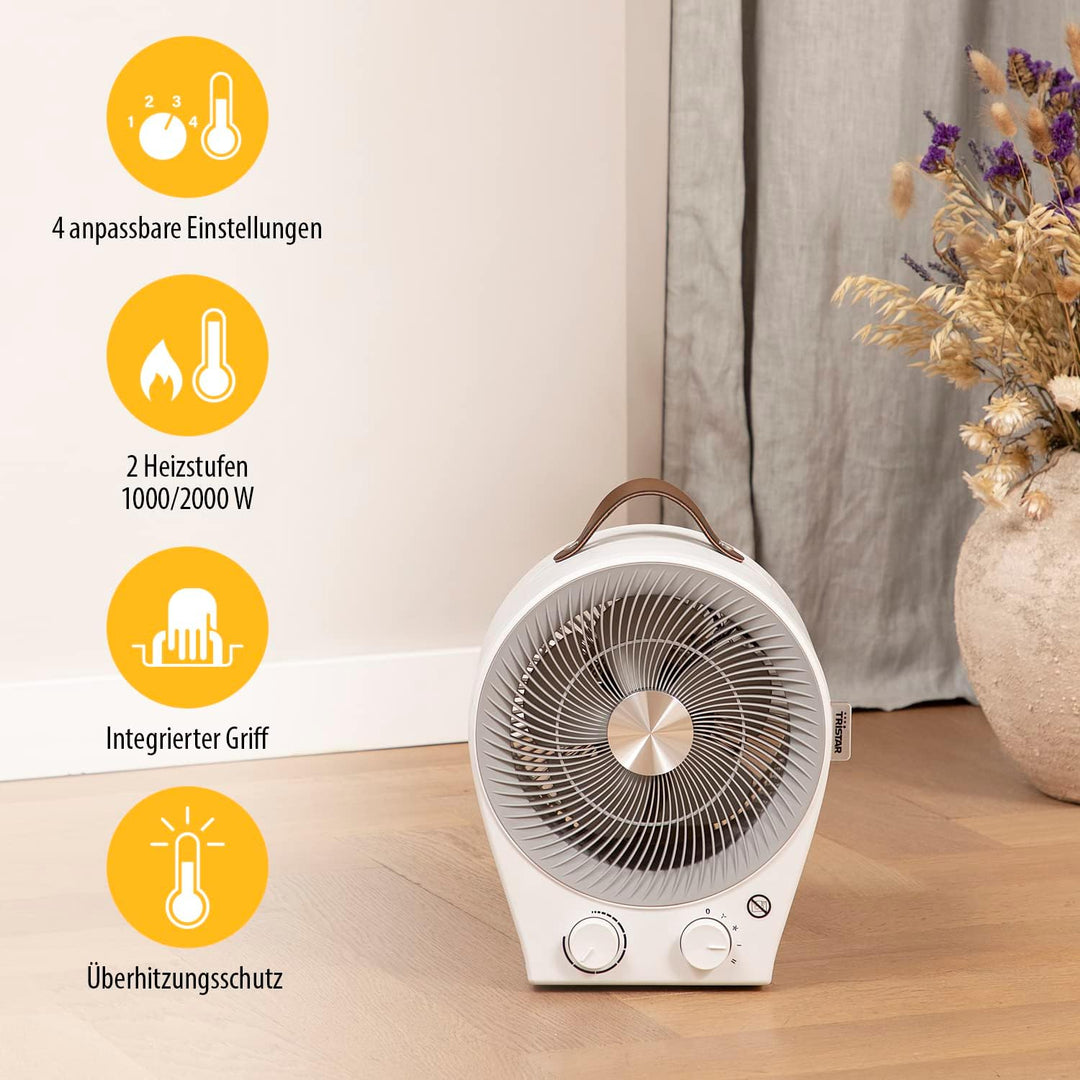 Tristar KA-5140 2-in-1 - Elektrische Heizung und Ventilator - 4 Einstellungen - 2.000 W - Zusatzheiz