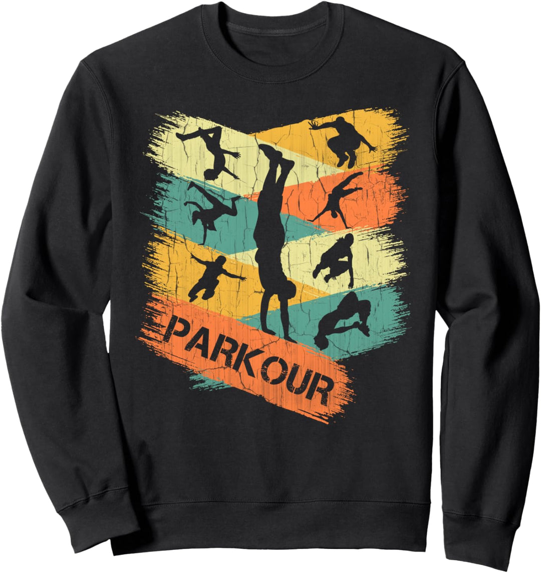 Retro Parkour Shirt für Jungen Silhouette Vintage Free Sweatshirt
