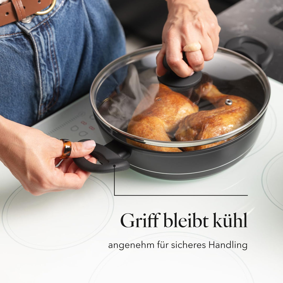 FLORINA Aluminium Topf (2,3 l) 24 cm I Kochtopf DELUX mit Glasdeckel I Messbecher &amp; Antikratz-Beschi