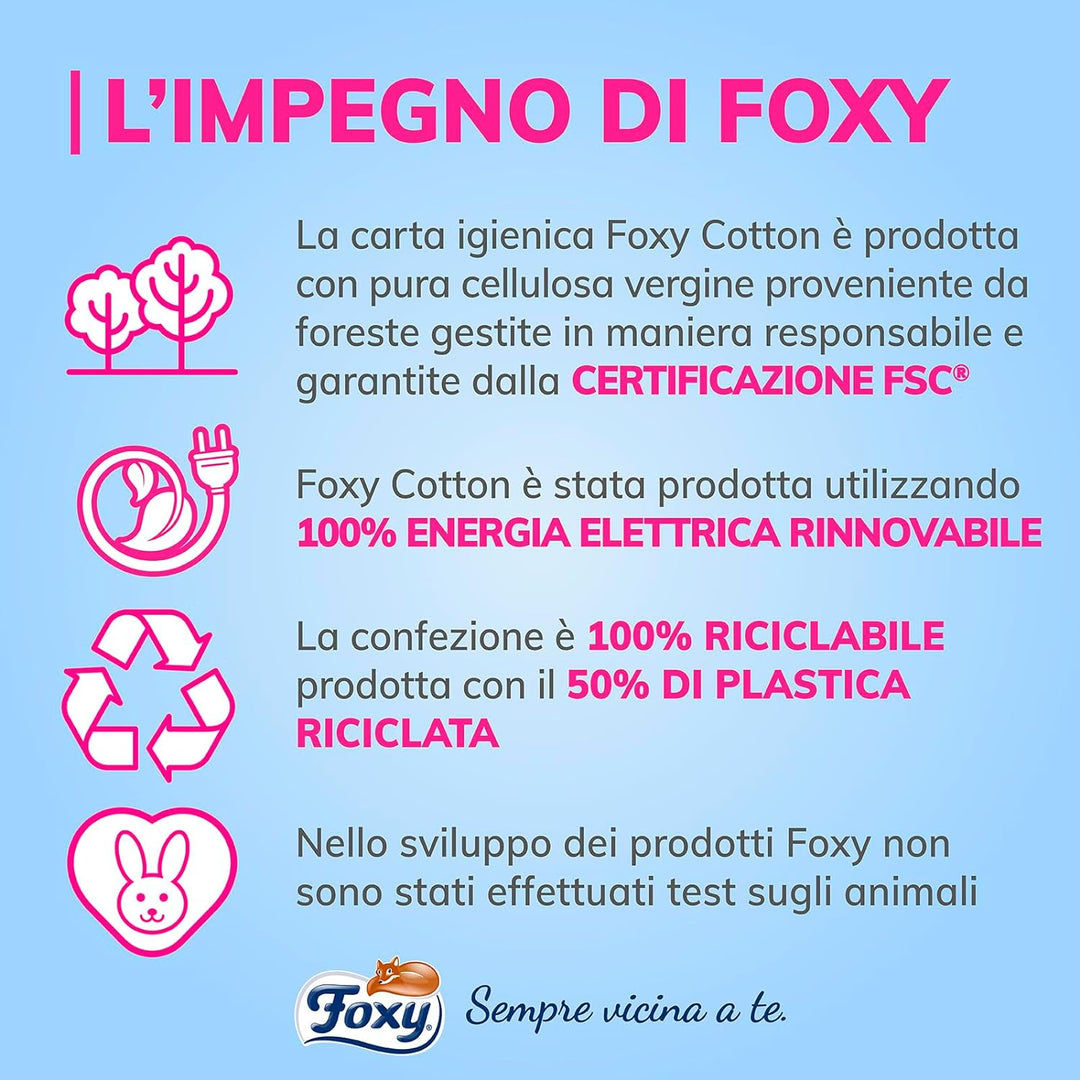 Foxy Baumwolle, Toilettenpapier, 5 Schleier, 56 Rollen, 120 Rollen, extra grosse Blätter, mit echten