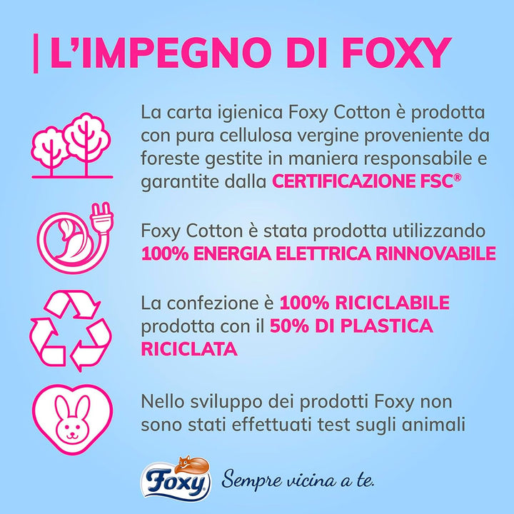 Foxy Baumwolle, Toilettenpapier, 5 Schleier, 56 Rollen, 120 Rollen, extra grosse Blätter, mit echten