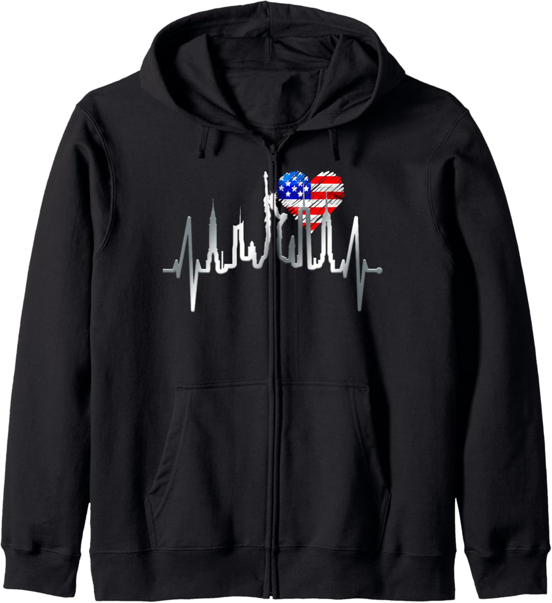 New York Skyline Herzschlag Freiheitsstatue NYC USA New York Kapuzenjacke