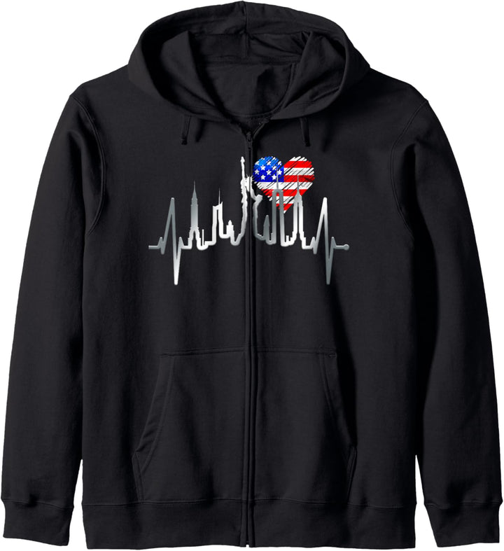 New York Skyline Herzschlag Freiheitsstatue NYC USA New York Kapuzenjacke