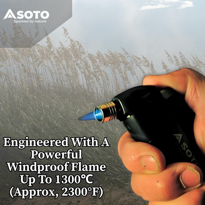 SOTO Pocket Torch with Lighter Schwarz - Leistungsstarker cleverer Feuerzeug Brenner, Grösse One Siz