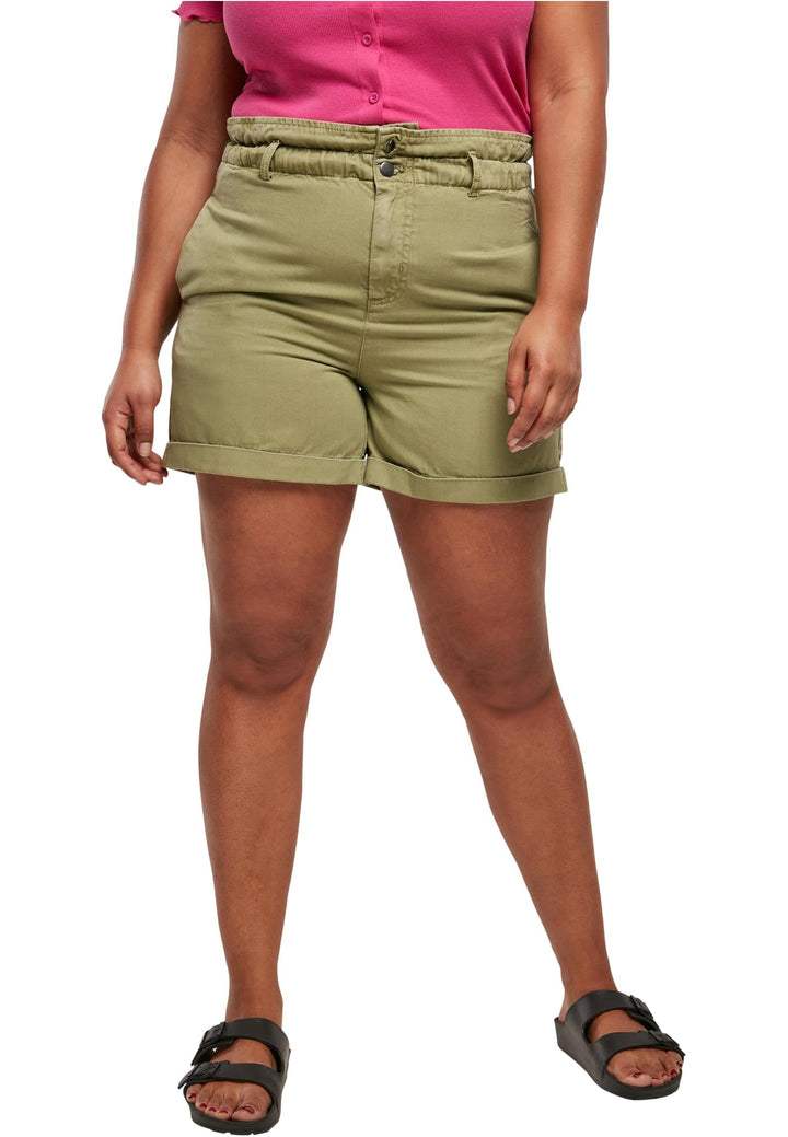 Urban Classics Damen Ladies Paperbag Shorts 27 Khaki, 27 Khaki