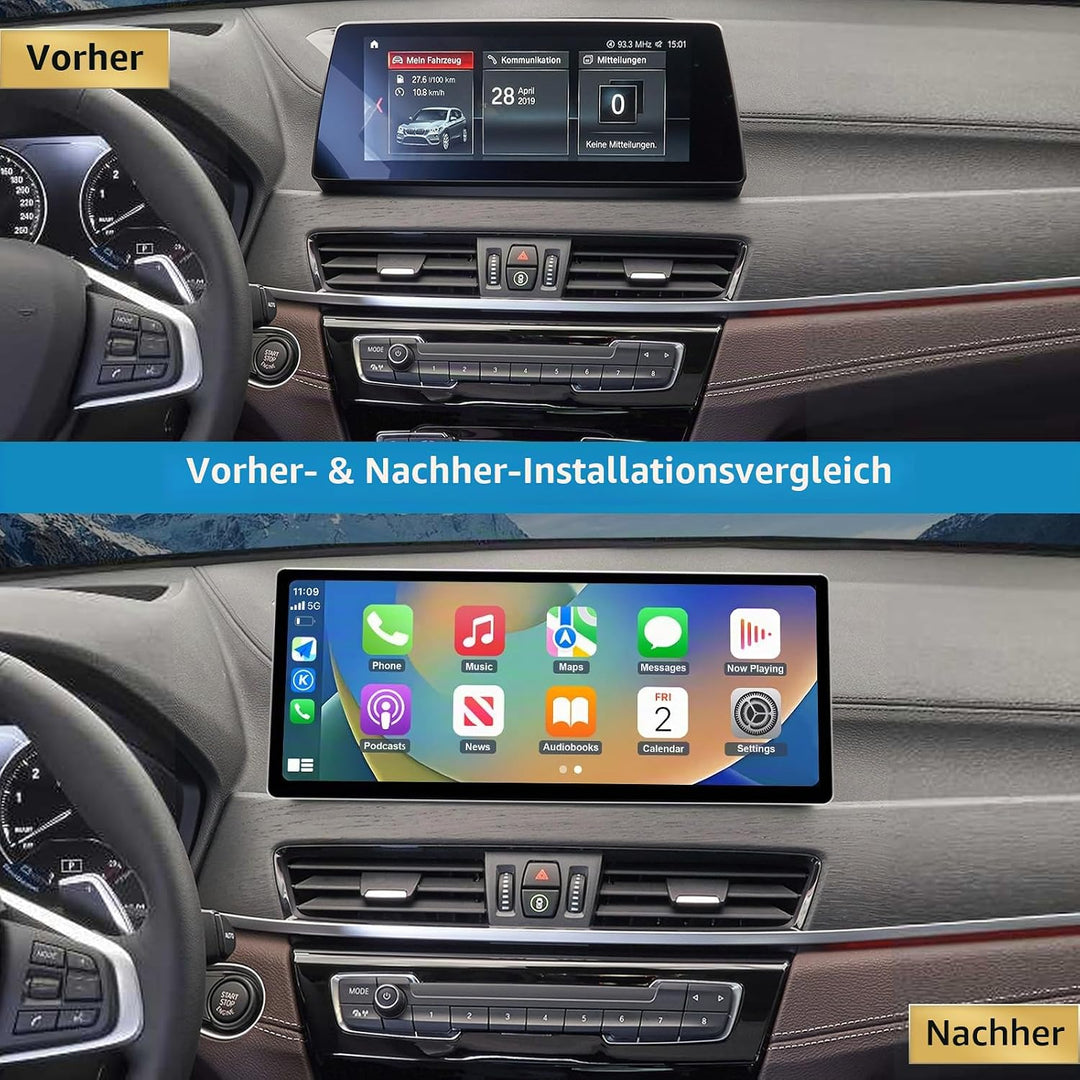 Autoradio 12,3-Zoll-Touchscreen mit kabellosem Carplay und Android Auto für 2016-2022 BMW X1-Serie F