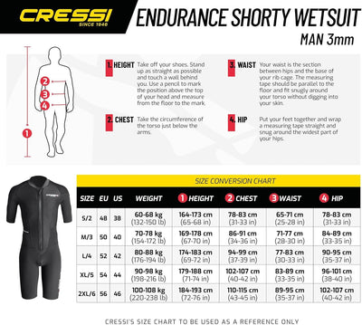 Cressi Endurance Man Shorty Wetsuit 3mm - Neopren Shorty 3mm Für Männer Taucher Und Schnorchler, Sch