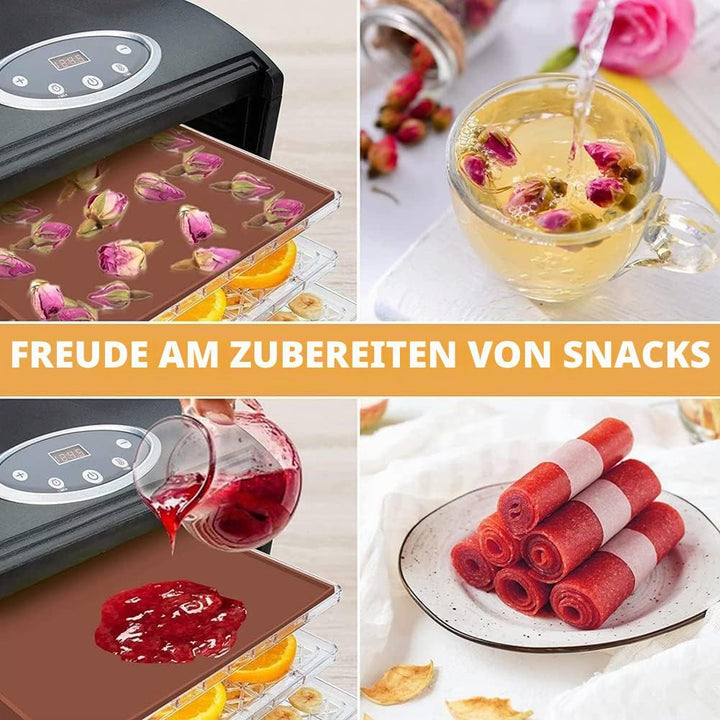 Nagoyuki Silikon Dörrbleche mit Obst Lederschalen für Flüssiges Obst Fleisch Gemüse mit Silikonschab