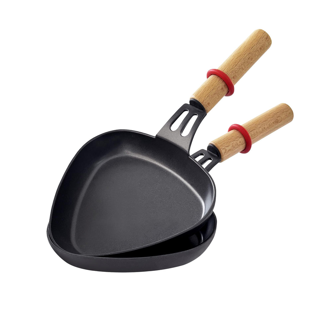 LAGRANGE Raclette-Pfännchen, dreieckig, Holzgriff, 2 Stück