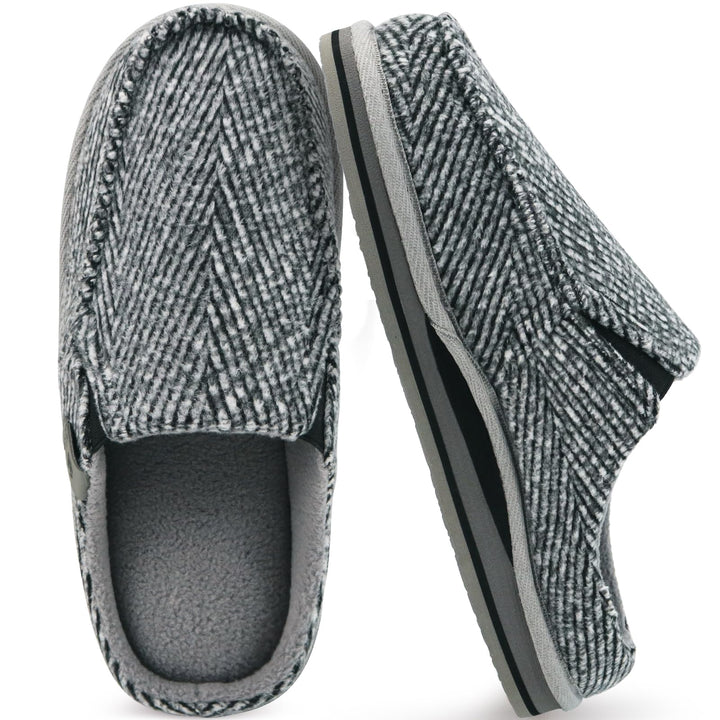 ONCAI Hausschuhe Herren Komfort Pantoffeln Plüsch Streifen Hüttenschuhe Wärme Cord Flauschig Slipper